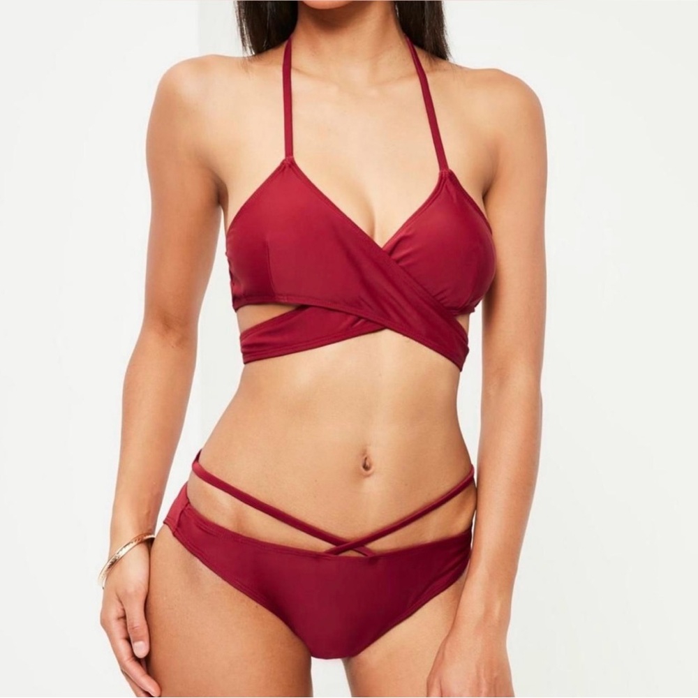 Missguided Elegant Burgundy Bikini Set